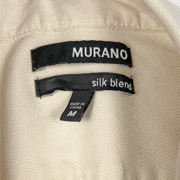 MURANO Silk Blend Short-Sleeve Button-Up Shirt (Cream | Med) - Picture 6 of 6